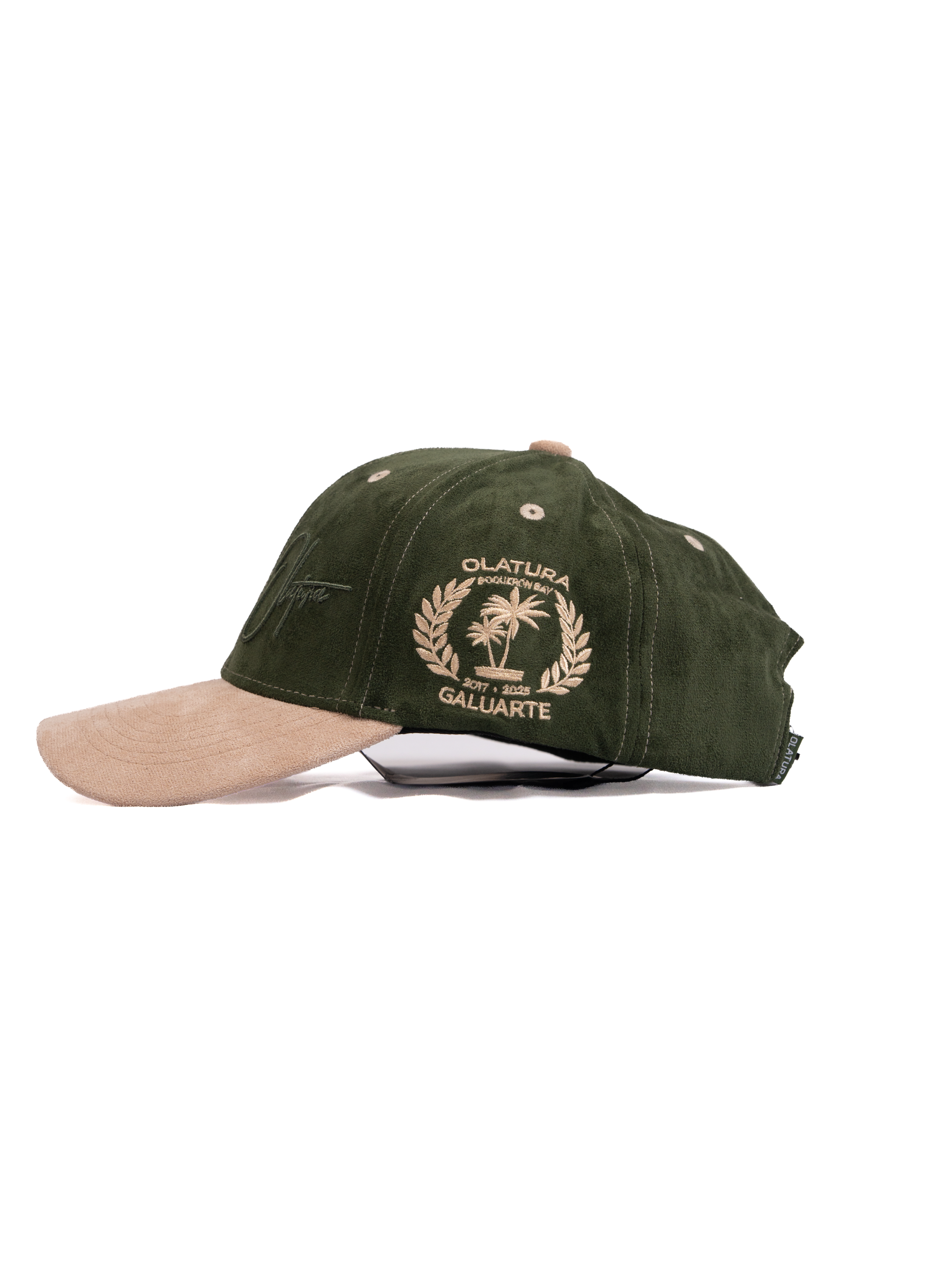 Boquerón Bay Green Palm/Sand Beige Suede Trucker Cap