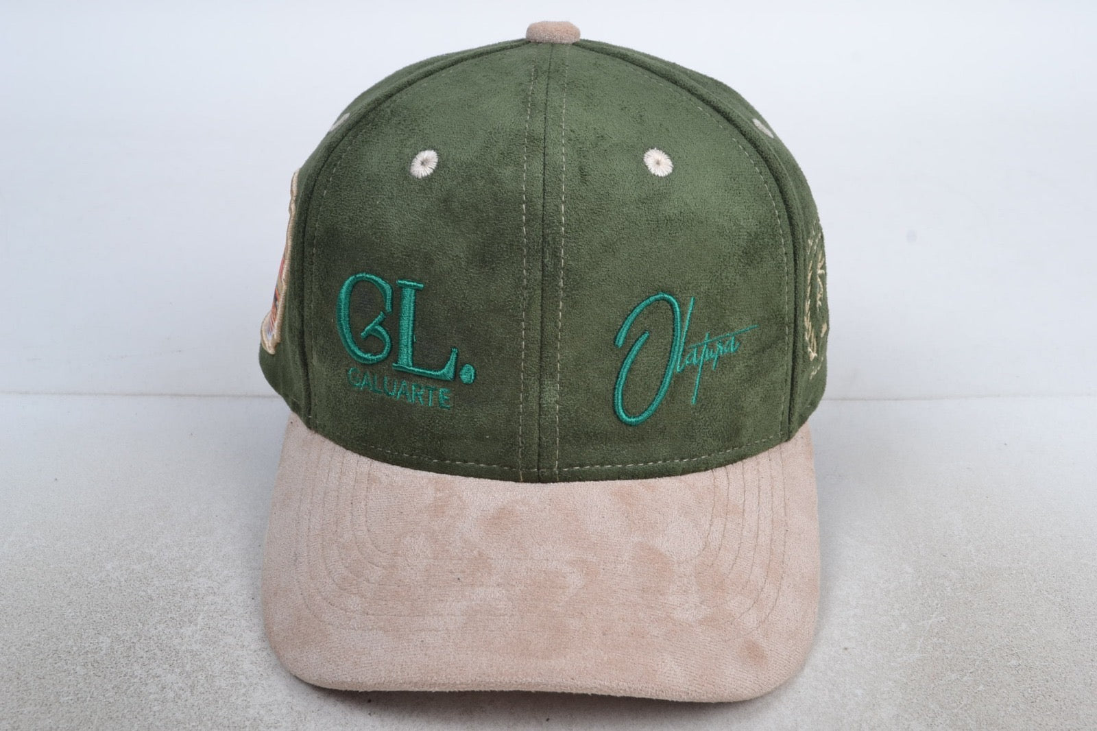 Boquerón Bay Green Palm/Sand Beige Suede Trucker Cap