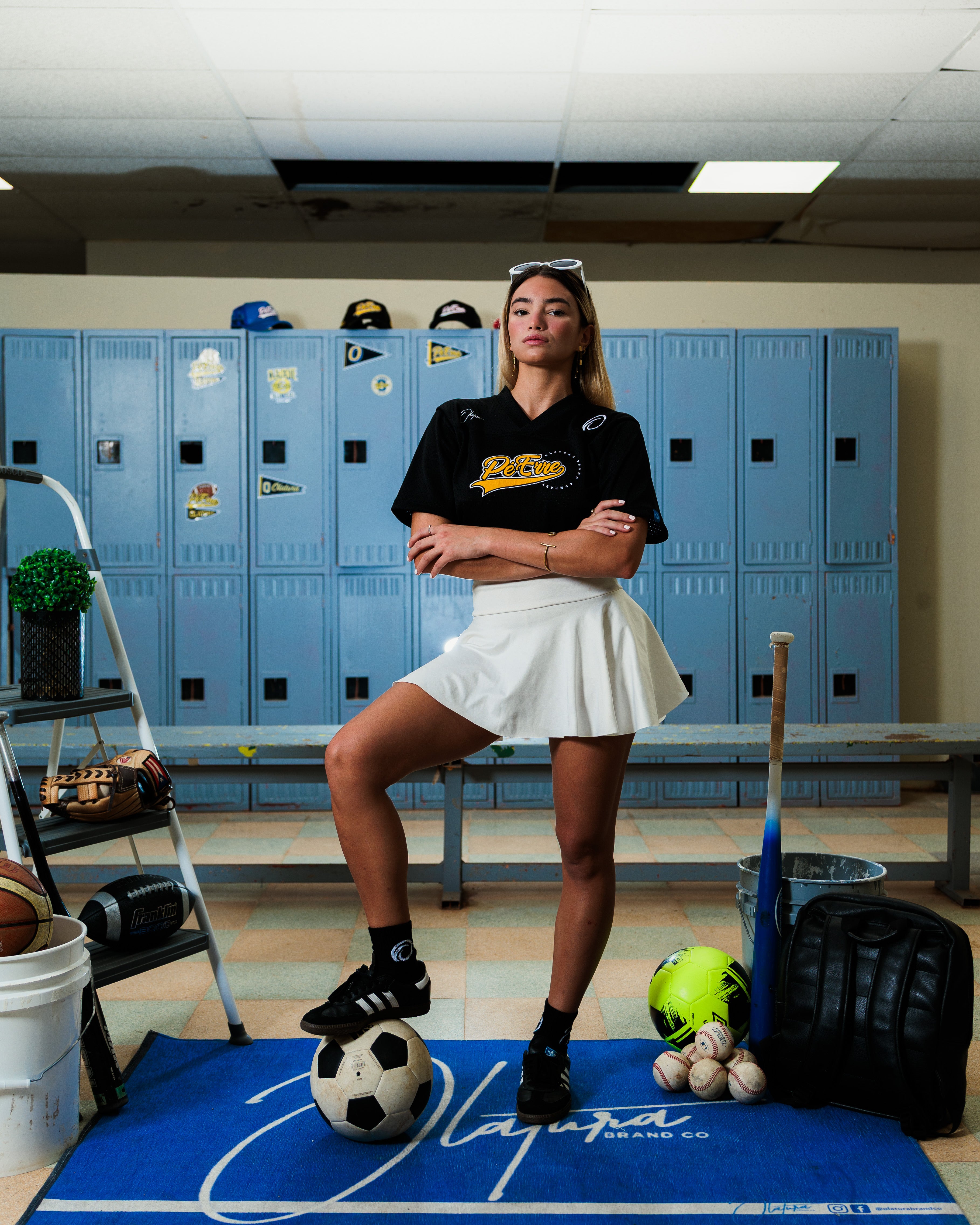 PéErre Clemente Edition Football Crop Top Jersey in Black/Yellow