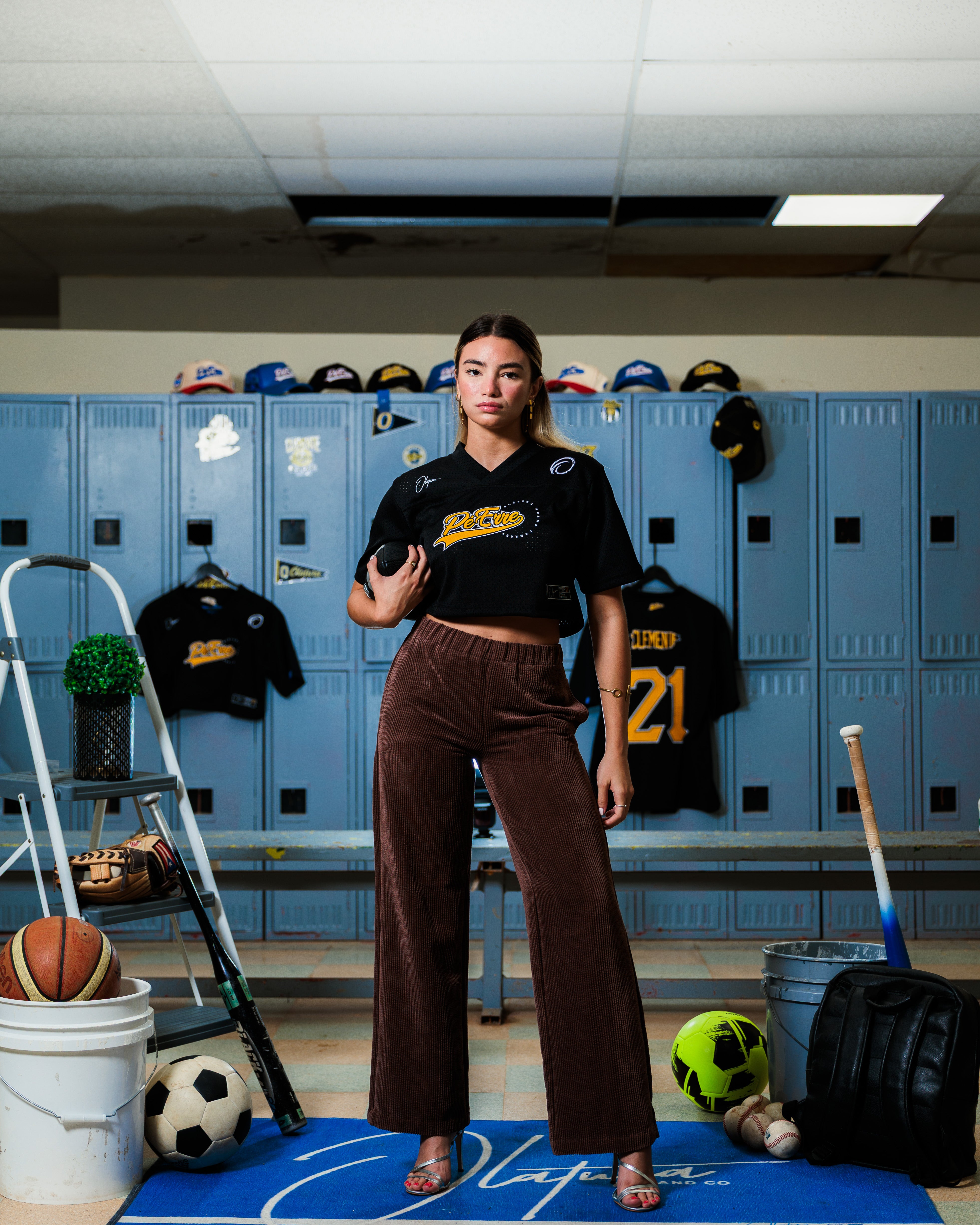 PéErre Clemente Edition Football Crop Top Jersey in Black/Yellow
