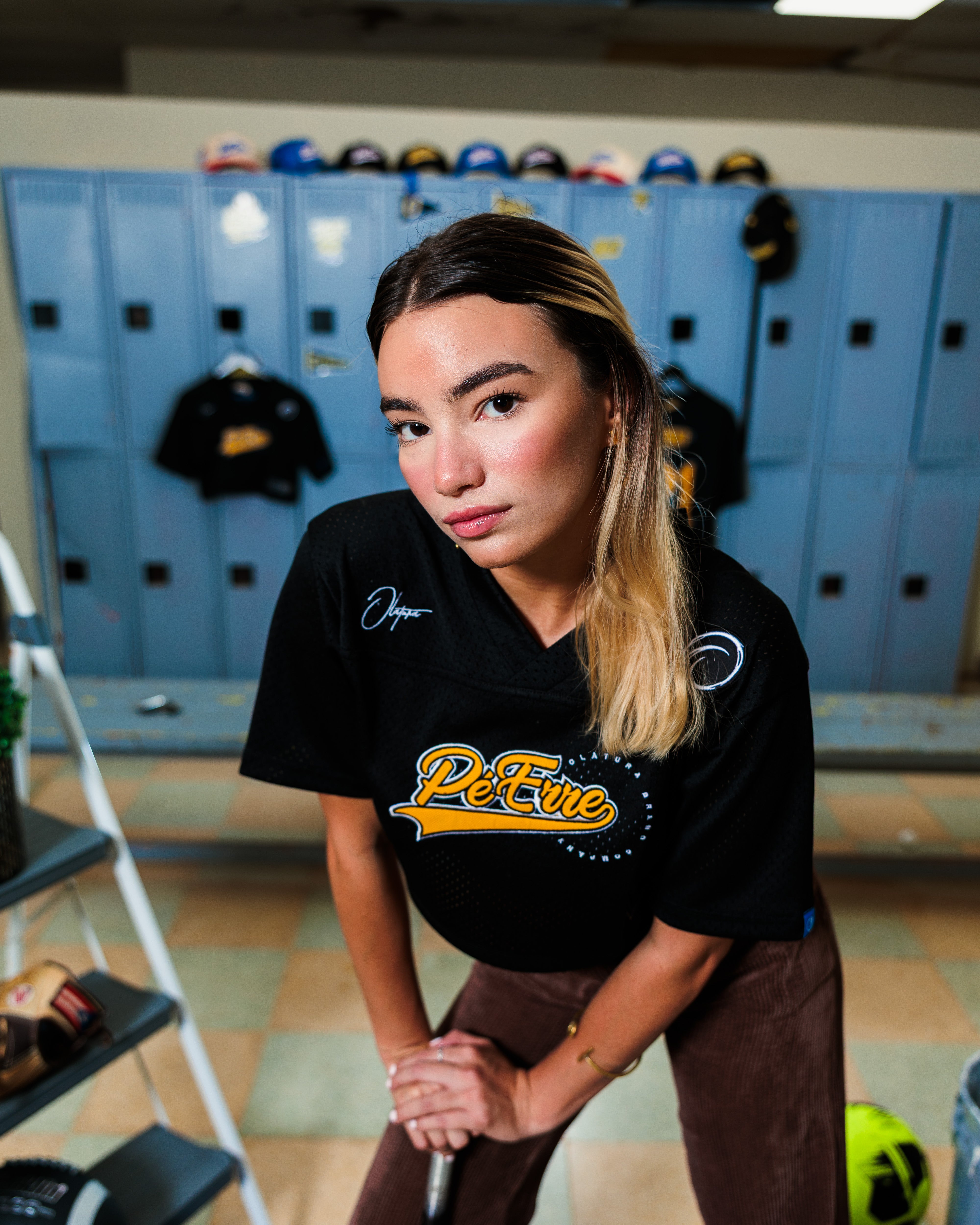 PéErre Clemente Edition Football Crop Top Jersey in Black/Yellow