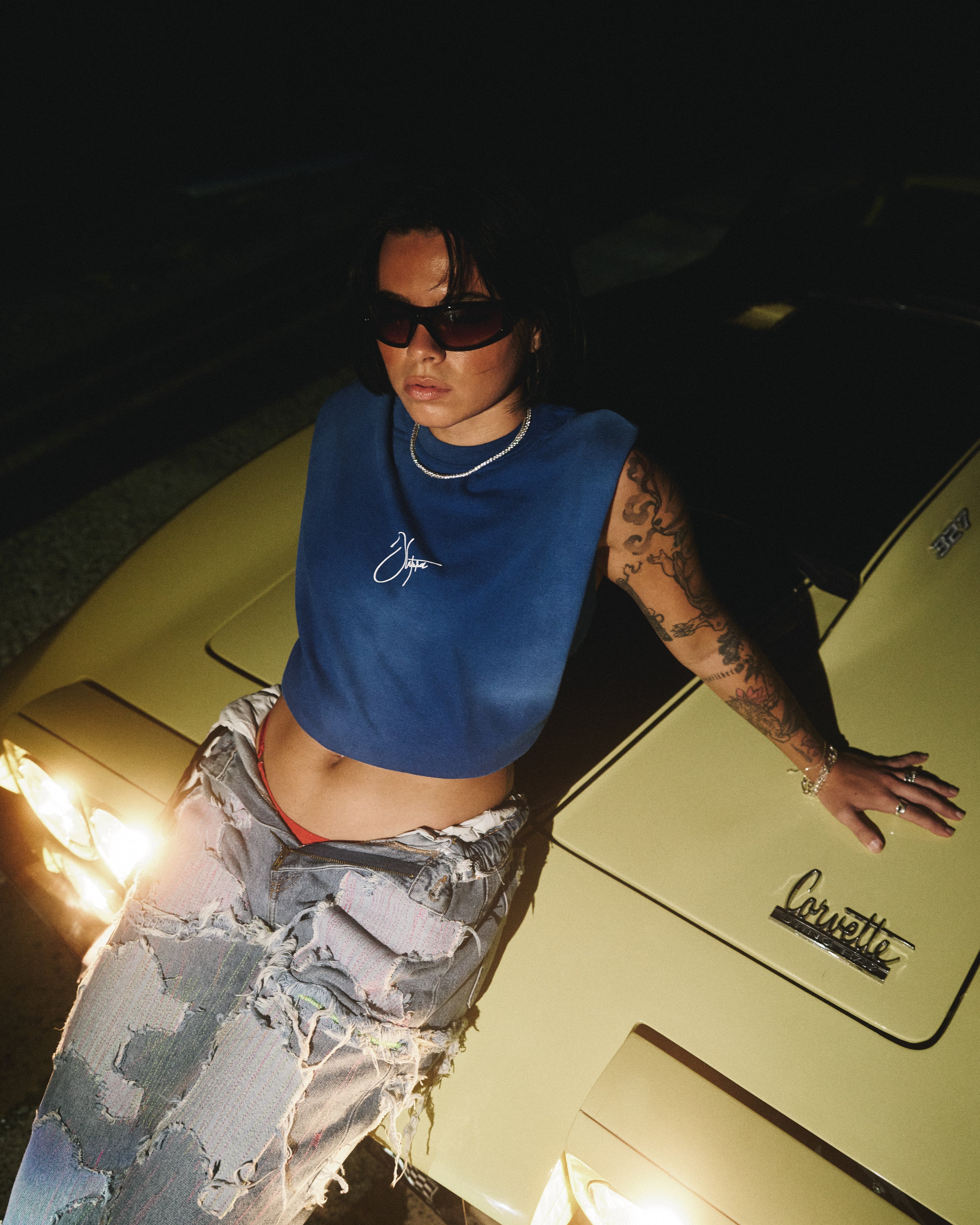 OLATURA Blue/Wash Puff Muscle Tee